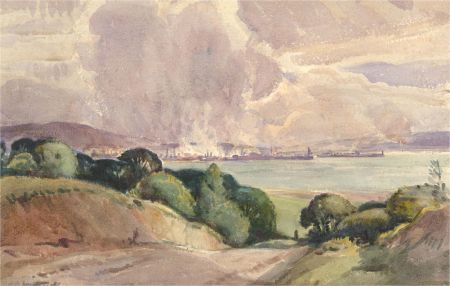 Horace Tuck (1876-1951) - Early 20th Century Watercolour, Town by the Lake