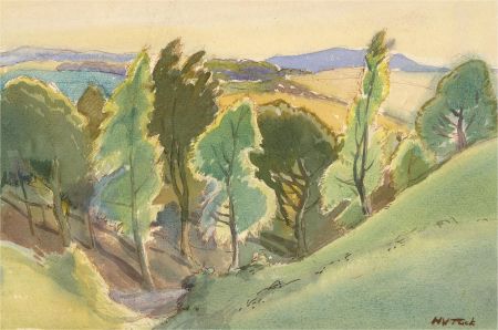 Horace Tuck (1876-1951) - Early 20th Century Watercolour, Trees on the Hill