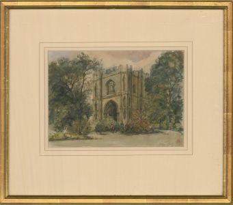 S. Edwards - 1844 Watercolour, Abbey Gate, Bury St Edmunds