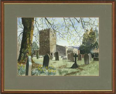 Gordon Metcalfe (b.1935) - Contemporary Watercolour, Grazing in the Churchyard