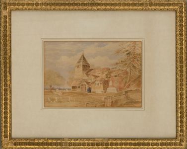 D.E. Cooper - 1870 Watercolour, Country Church