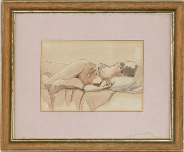 20th Century Watercolour - Reclining Nude