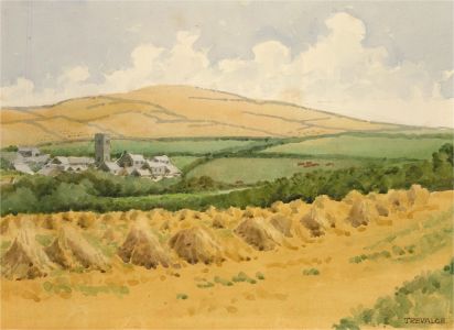 Raymond Turner Barker (1872-1945) - 1931 Watercolour, Stooks at Trevalga