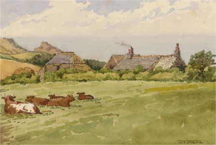 Raymond Turner Barker (1872-1945) - 1931 Watercolour, Tintagel, Cornwall