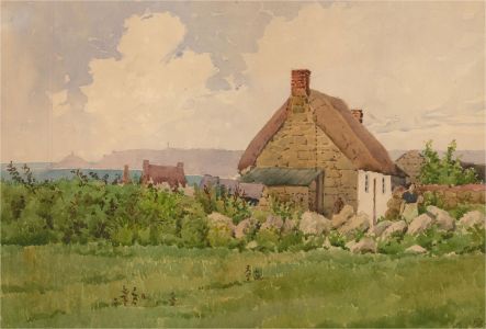 Raymond Turner Barker (1872-1945) - 1921 Watercolour, Cottage at Sennen Cove