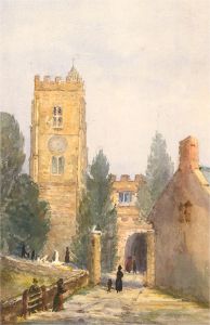 Early 20th Century Watercolour - Church Street Scene with Figures