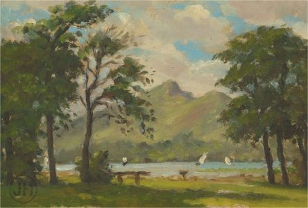 John G. Hall (1921-2006) - 20th Century Oil, Lake Scene