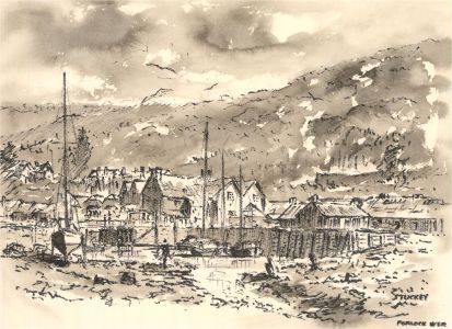 Peter John Stuckey (1921-2013) - 20th Century Pen and Ink Drawing, Porlock Weir