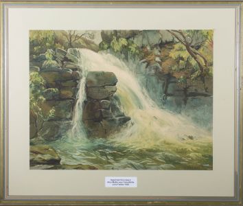 John Fielder - 1954 Watercolour, Sgwd Isaf Clun-Gwyn