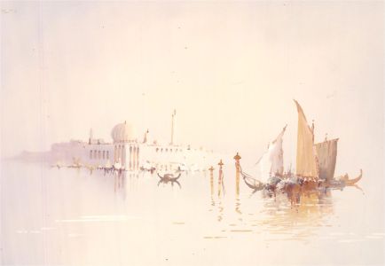 Mid 20th Century Watercolour - Waterside View