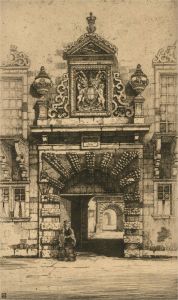 James Thomson (1788–1850) - Early 19th Century Etching, Old College Gateway