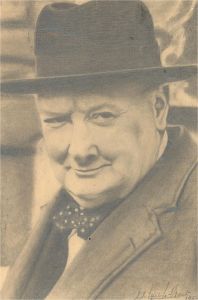 S. S. Leight-Hunt - 1954 Graphite Drawing, Winston Churchill