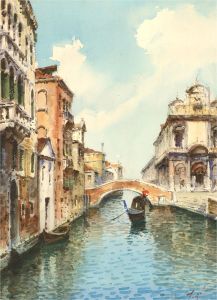 20th Century Watercolour - Summer In Venice