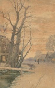 Tokusaburo Kobayashi (1884-1949) - Early 20thC Watercolour, Winter In Japan