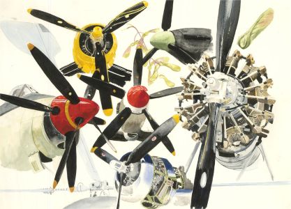 Gordon Metcalfe (b.1935) - Contemporary Watercolour, Study of Propellers