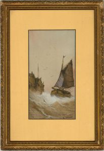 W. Stewart - Early 20th Century Watercolour, Fishing Boat in Rough Seas