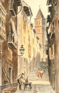 A. De Vel - Mid 20th Century Watercolour, Continental Street Scene