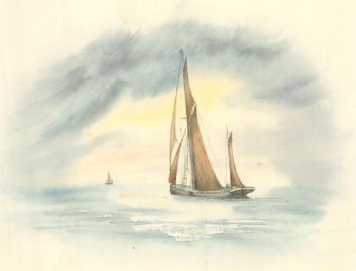 20th Century Watercolour - Ship at Sea