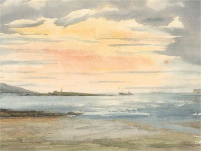 20th Century Watercolour - Sunset at Sea