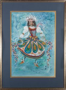 Donato Forte - 1970 Watercolour, The Queen, Sleeping Beauty
