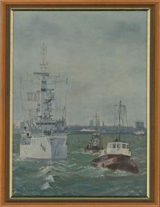 A. Moody - 1981 Acrylic, HMS Sirius On Rough Water