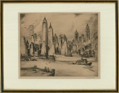 Nat Lowell (1880-1956)  - Early 20th Century Etching, The New York Skyline