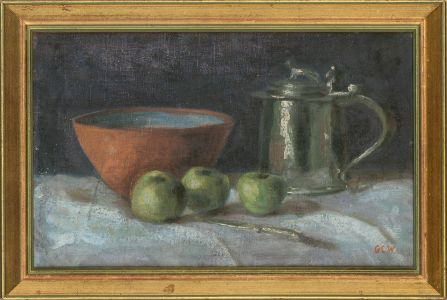 G.C.W. - Mid 20th Century Oil, Three Green Apples