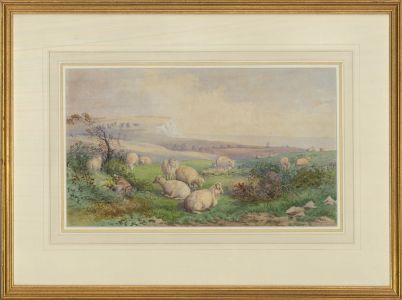 Late 19th Century Watercolour - Grazing near the Cliffs