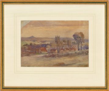 John Hnery Hipsley (1800-1900) - 1895 Watercolour, Wells Cathedral