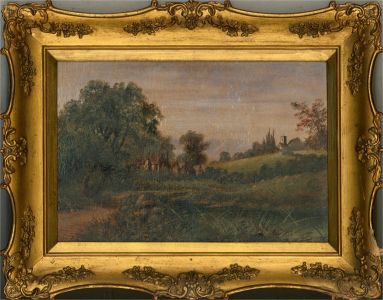 G. Eaton - Early 20th Century Oil, Hamlet By The Stream