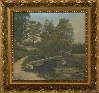 W. Hobson - 20th Century Oil, Bridge at Wycoller, Colne