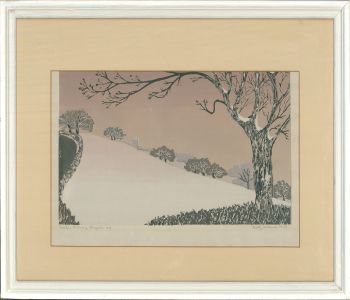 Betty Silburn (1925-2020) - 1979 Silkscreen, Winter Evening, Blagdon