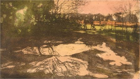 Ronald Olley (b.1923) - 20th Century Etching, Puddle Reflections
