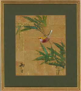 Mid 20th Century Gouache - Finch And Bamboo