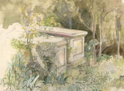 20th Century Watercolour - Two Tombs