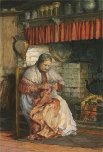 Early 20th Century Watercolour - Woman Sewing