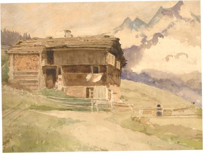 Early 20th Century Watercolour - Alpine Chalet