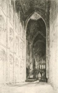 Thomas McHattie - Early 20th Century Etching, Winchester Cathedral Interior
