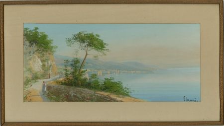 M. Gianni (1873-1956) - Early 20th Century Gouache, Italian Coastal Scene
