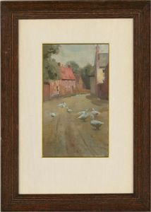 Mid 20th Century Oil - Wandering Geese