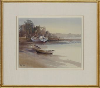 Peter Toms (b.1940) - 20th Century Watercolour, By The Bank