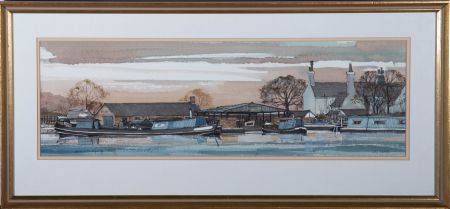 Len Hubbard - 1979 Watercolour, Davidson Boatyard