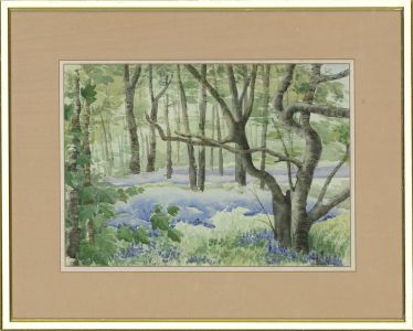 Mary F. Mayhew - 1992 Watercolour, Bluebell Forest Scene