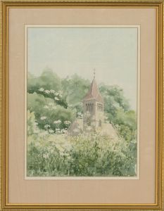 M. Leeming - 20th Century Watercolour, Cow Parsley By The Church