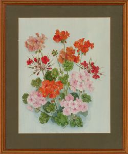 Grace I. Halson - Contemporary Watercolour, Geranium Flowers