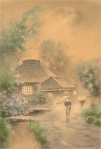Jamaching - Signed Mid 20th Century Watercolour, A Walk in the Rain