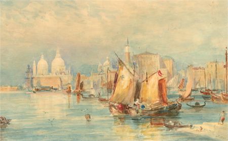 J. Nash - Late 19th Century Watercolour, Venetian Canal Scene