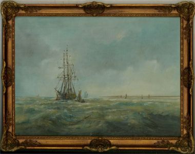 Ted Dyer - Contemporary Oil, Seascape with Ships