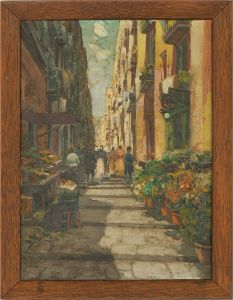 Pasini (1861-1949) - Early 20th Century Oil, The Flower Stall