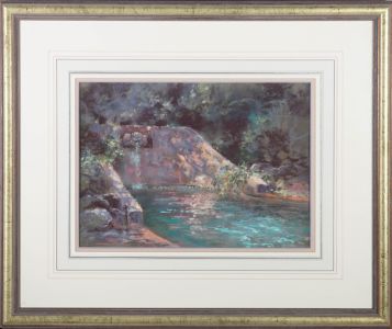 David Mynett (1942-2013 ) - 20th Century Pastel, A Fountain in the Mountains